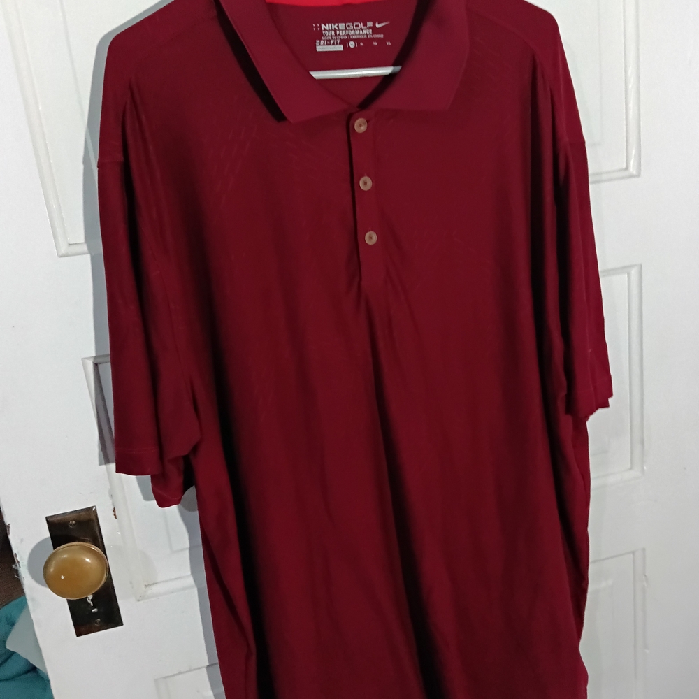 Nike Men's Red Polo Shirt Burgundy Maroon Golf Shirt Tour Performance Sz XL